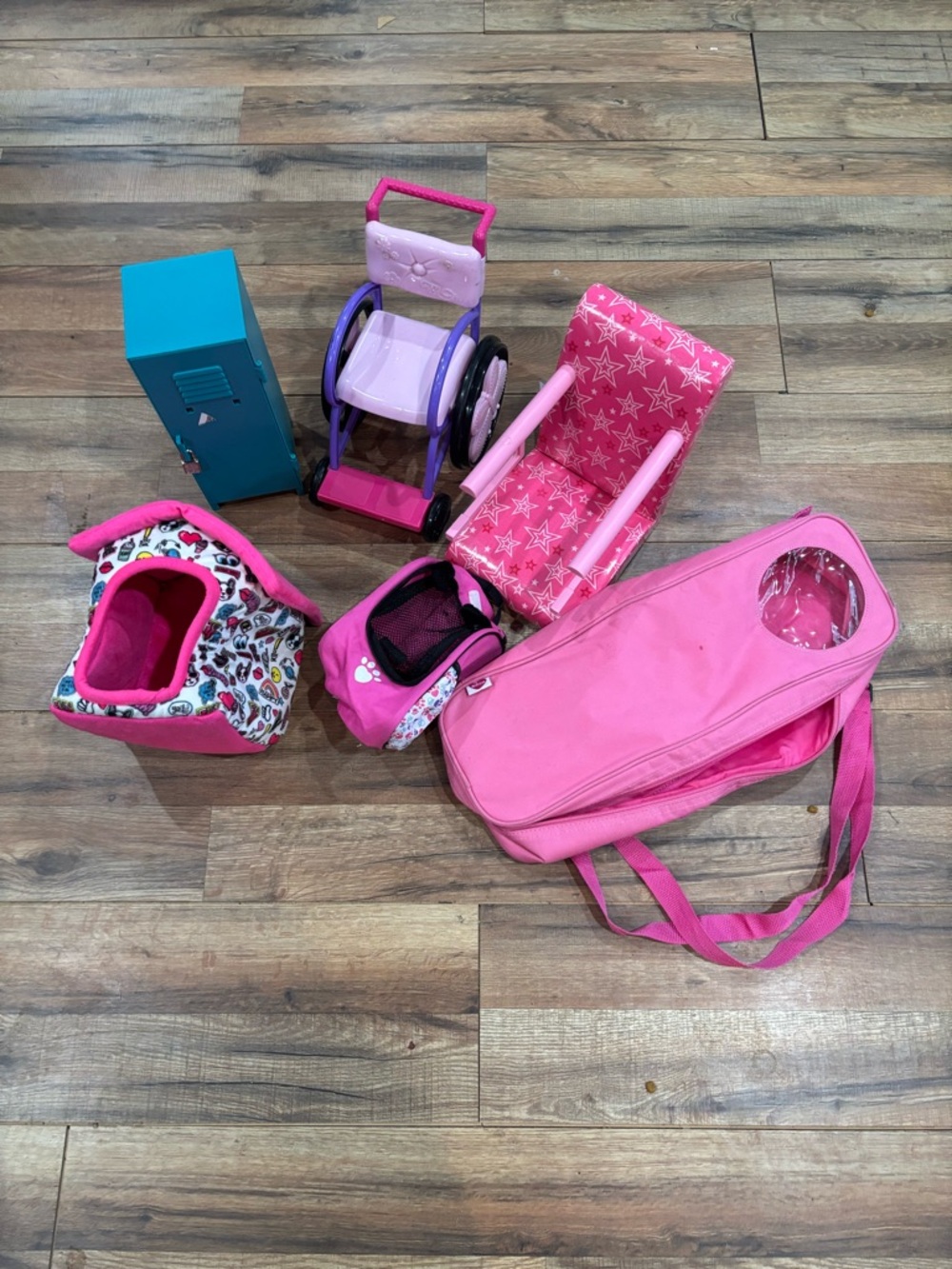 American Girl & OG Pink Doll Accessories Set - Wheelchair, Chair, Carrier & More
